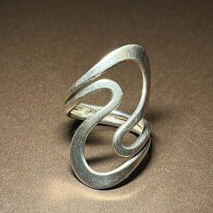 Funky Abstract Wave Open Work Sterling Silver Statement Boho Tribal Chic Sleek M